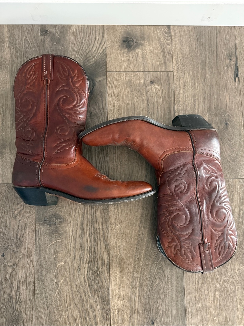 Laredo Brown Leather Western Heeled Boots